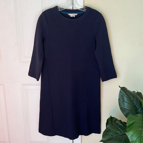 Boden Navy Blue Crew Neck Long Sleeves Knit Stretch Dress Size 4L - Picture 1 of 8